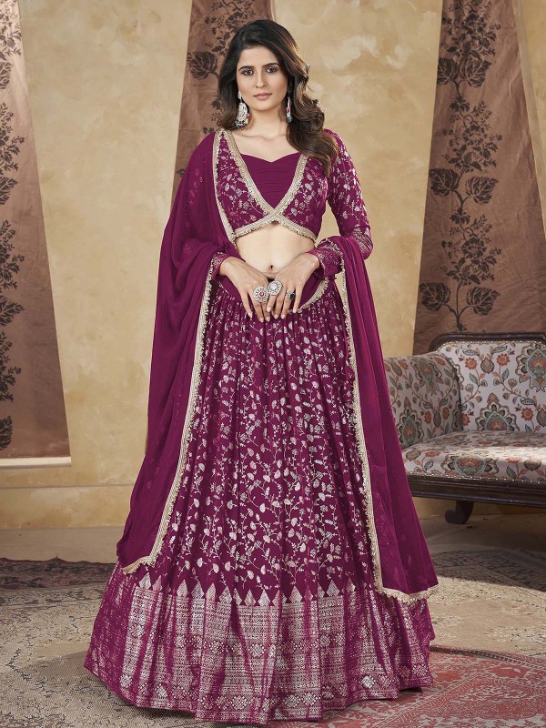 Deep Pink Georgette Readymade Lehenga Choli